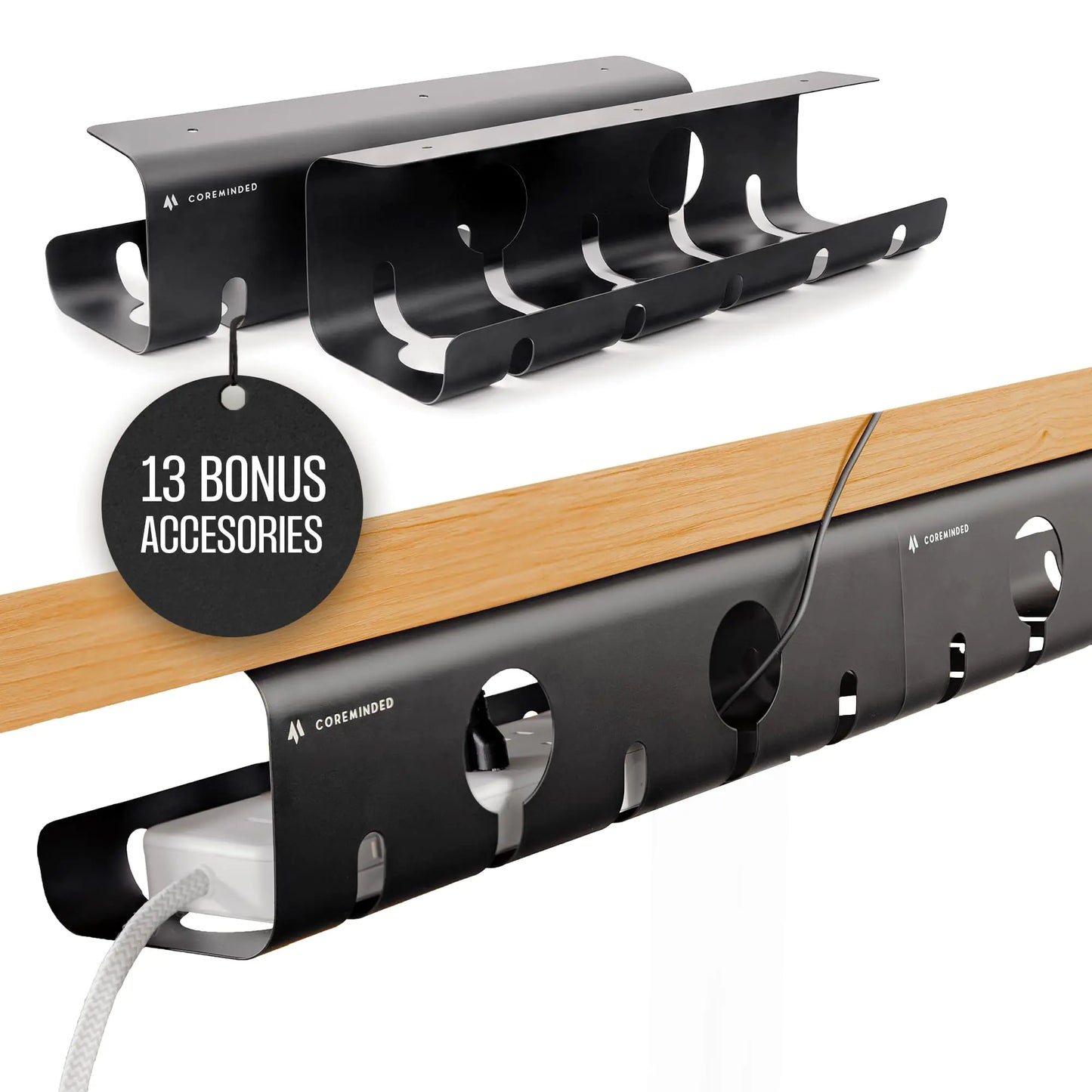 ZenStationStore No-Drill Under Desk Cable Management Tray (2-Pack)
