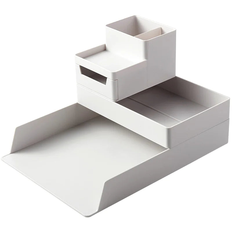 Minimalist Desk Organizer with Drawers & File Storage – ZenStation Edition