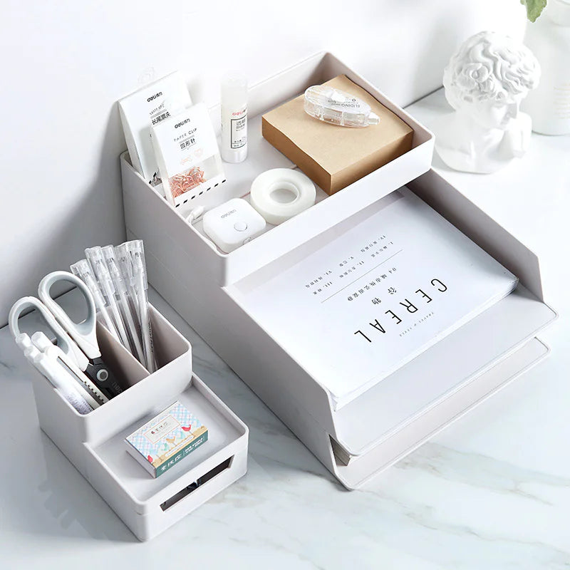 Minimalist Desk Organizer with Drawers & File Storage – ZenStation Edition
