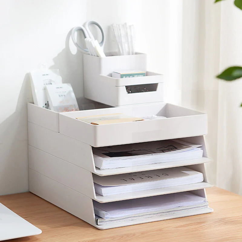 Minimalist Desk Organizer with Drawers & File Storage – ZenStation Edition