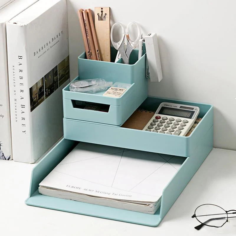Minimalist Desk Organizer with Drawers & File Storage – ZenStation Edition